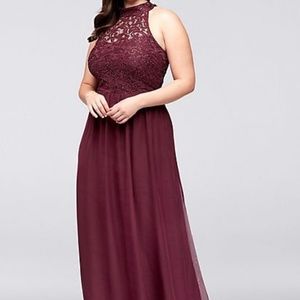 High-Neck Chiffon Gown with Ladder Back